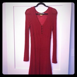 Anthropologie red sweater dress with red slip